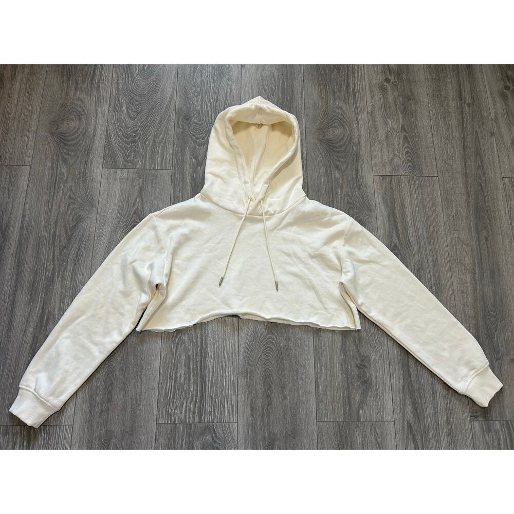 Basic Women’s Cream Cropped Hoodie Sweatshirt Size S
